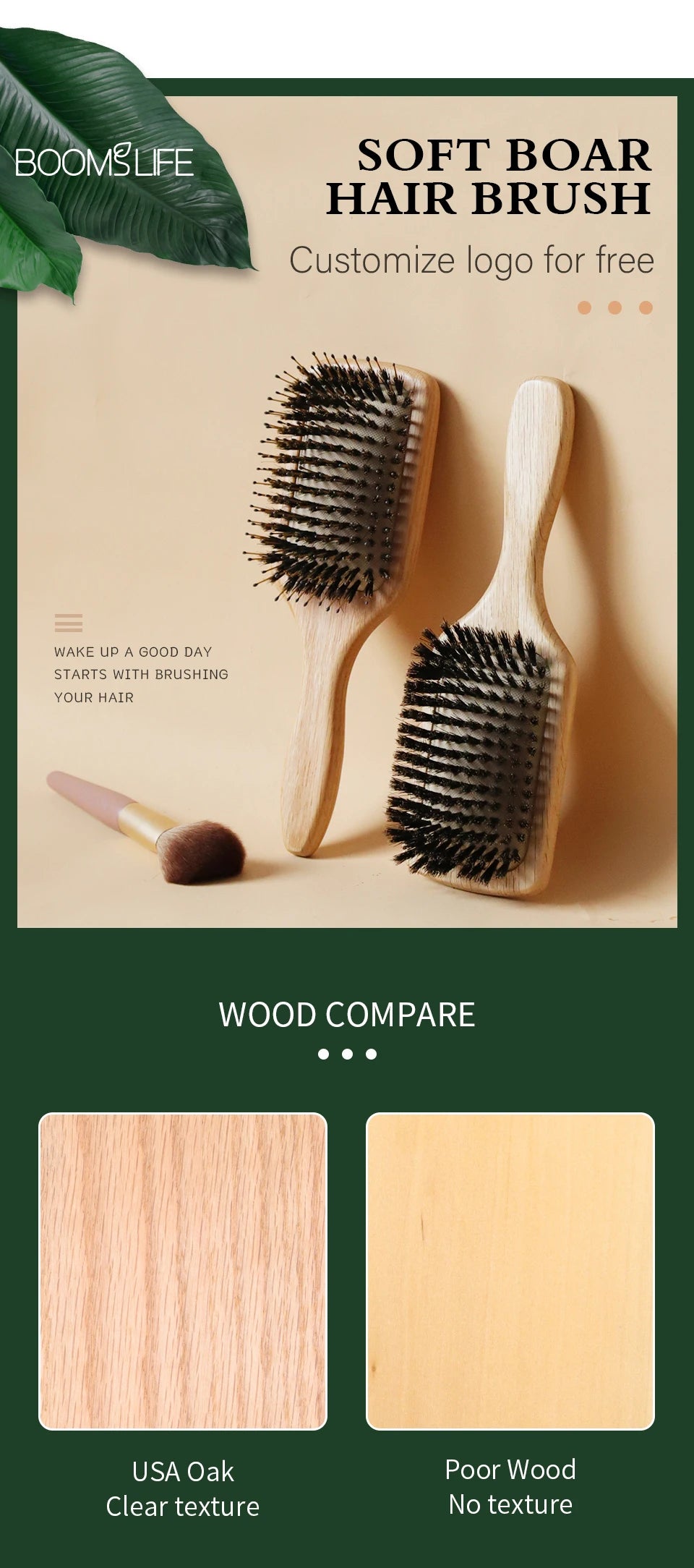 Boar Bristle HairBrush Wood