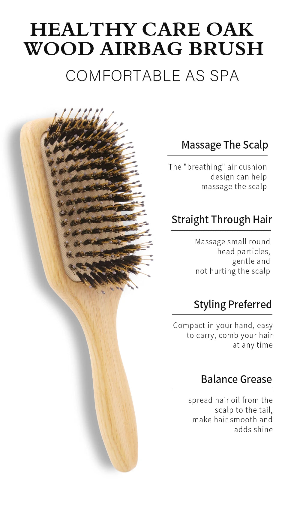 Boar Bristle HairBrush Wood