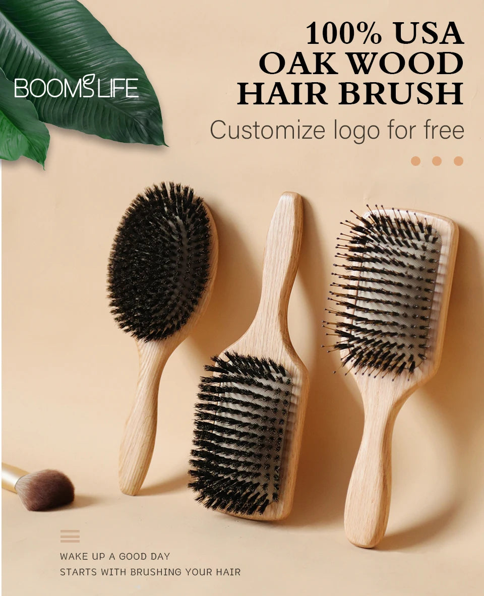 Boar Bristle HairBrush Wood