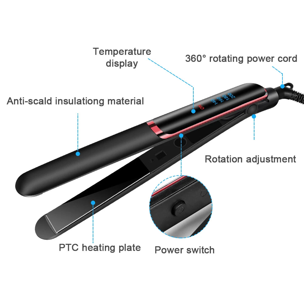 Professional Hair Straightener Curler Electric Splint Flat Iron Negative Ion Straight Curling Iron Plates Corrugation Hair Care
