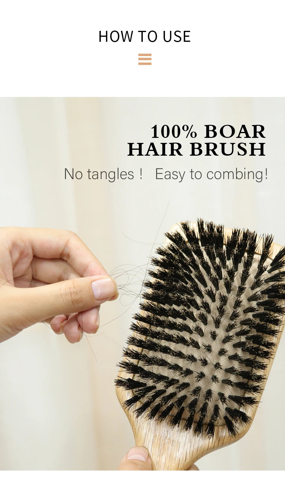 Boar Bristle HairBrush Wood