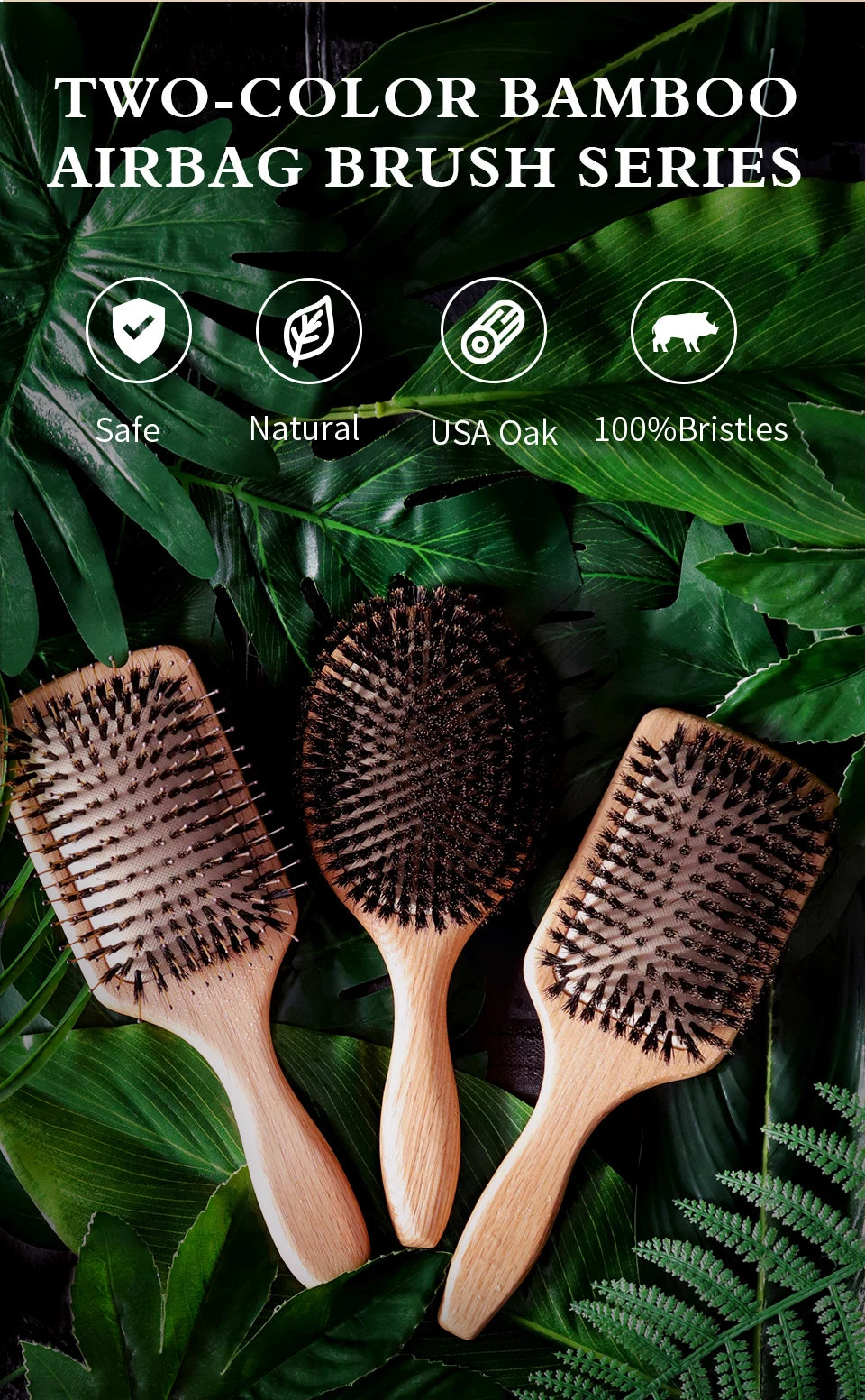 Boar Bristle HairBrush Wood