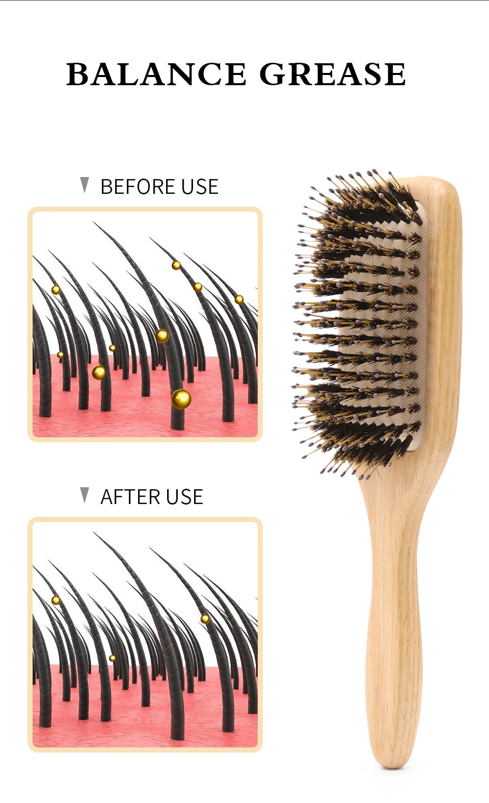 Boar Bristle HairBrush Wood
