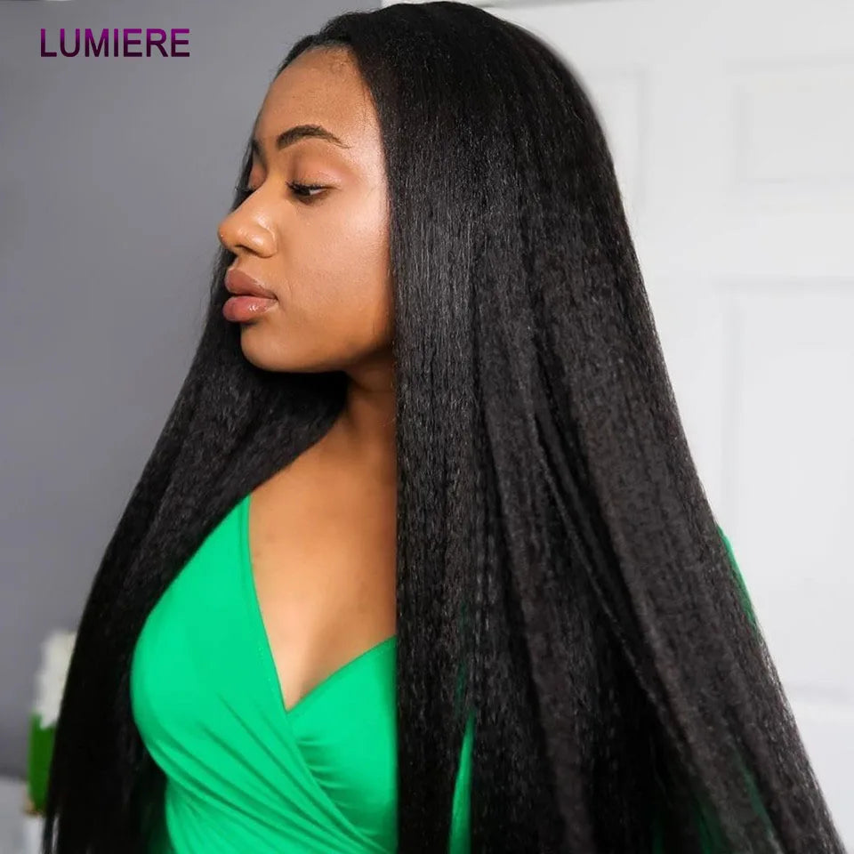 40" Kinky Straight Hair Bundles Virgin Human Hair Weave Bundles 1/3/4 PCS Brazilian Yaki Thick End