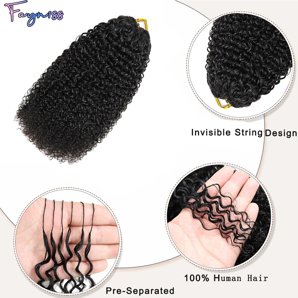 Kinky Curly Miracle Knots Human Crochet Human Hair For Braiding Boho Braids Pre-Separated Feather 100% Human Hair Extensions