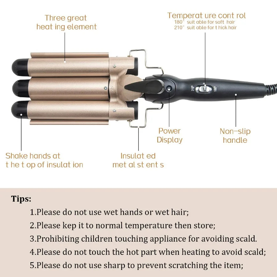 1-Inch 3-Barrel Curling Iron — Ceramic