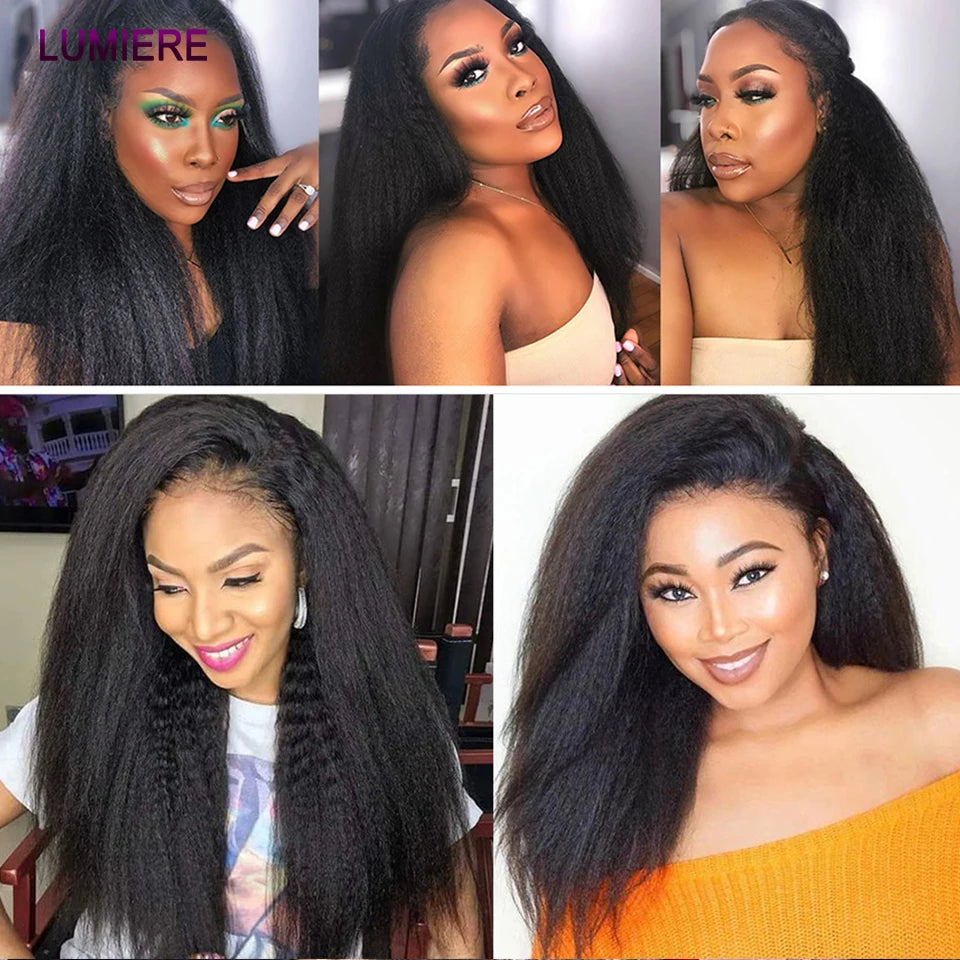 40" Kinky Straight Hair Bundles Virgin Human Hair Weave Bundles 1/3/4 PCS Brazilian Yaki Thick End