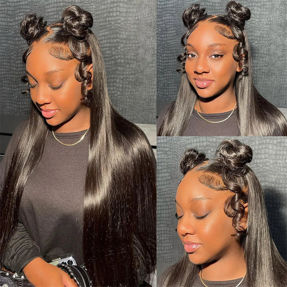 200% Straight Full Lace Human Hair Wig 18-40 Inch Transparent HD Lace 13x6 and 13x4 Lace Frontal Wigs plucked
