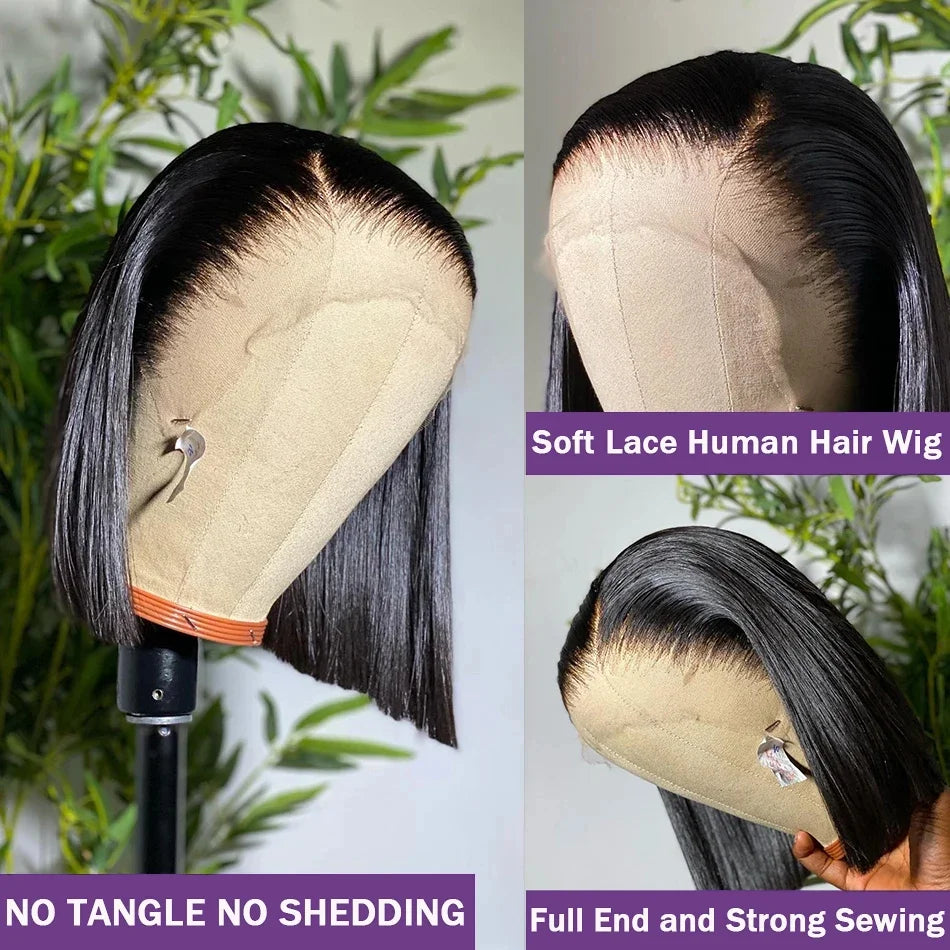 13x4 - 4x4 Straight Short Bob Lace Front Human Hair Wigs Lace Frontal Wig Brazilian 100% Human Hair 200% Density 8,10,12,14, 16 Inch length
