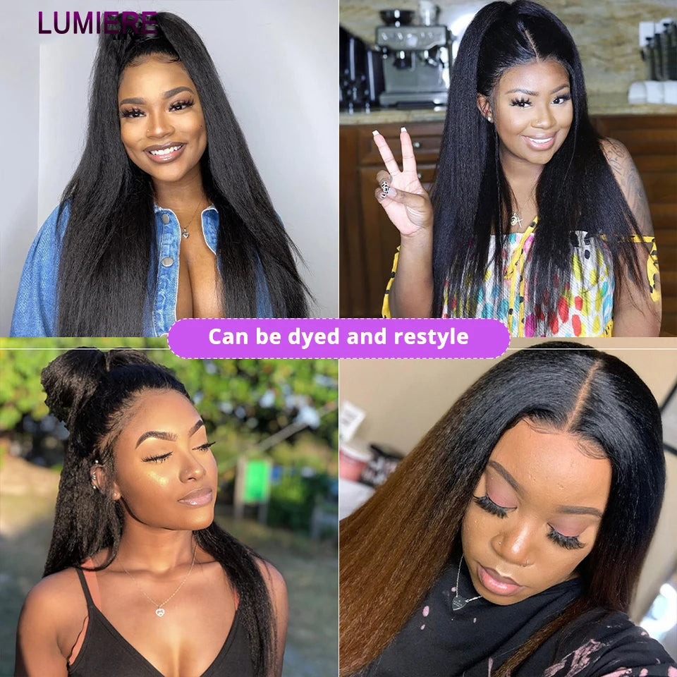 40" Kinky Straight Hair Bundles Virgin Human Hair Weave Bundles 1/3/4 PCS Brazilian Yaki Thick End