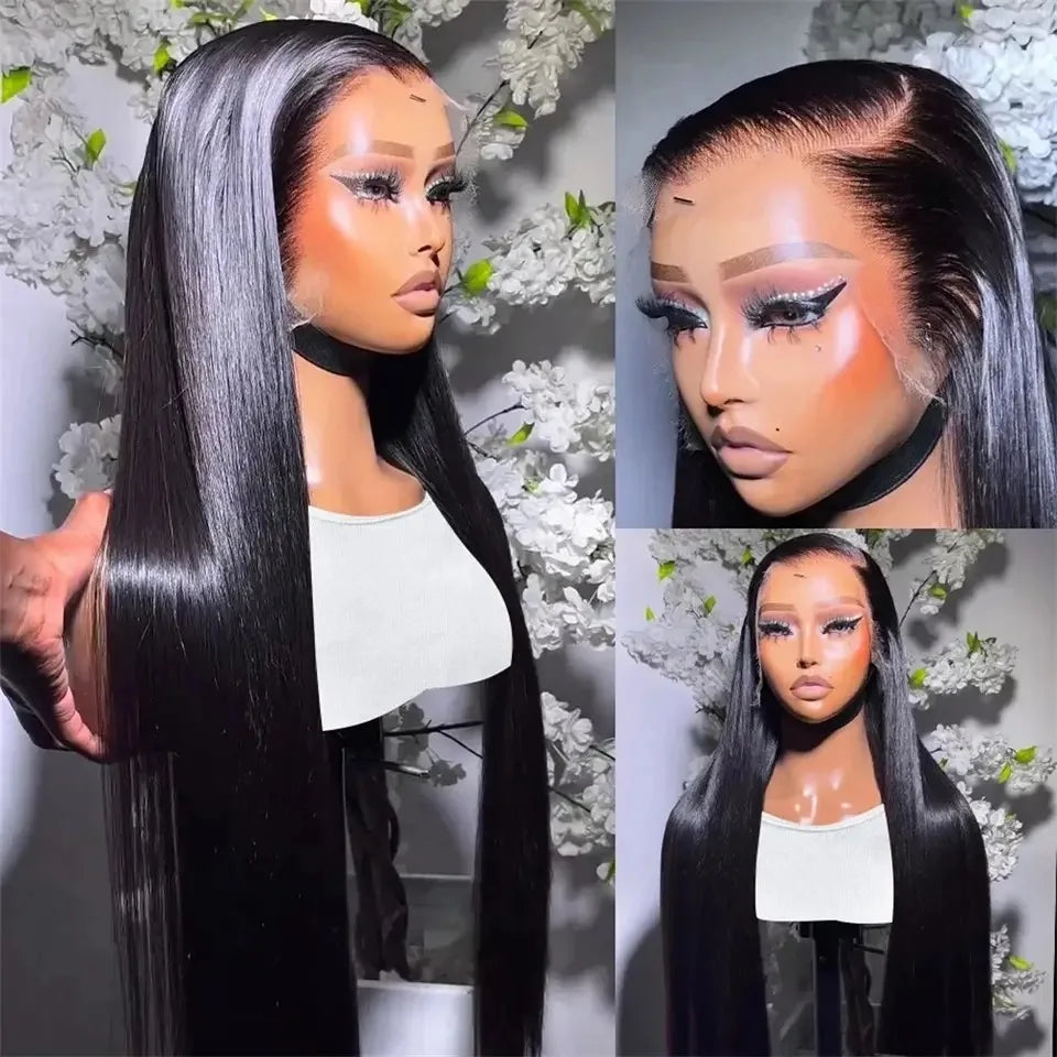 200% Straight Full Lace Human Hair Wig 18-40 Inch Transparent HD Lace 13x6 and 13x4 Lace Frontal Wigs plucked
