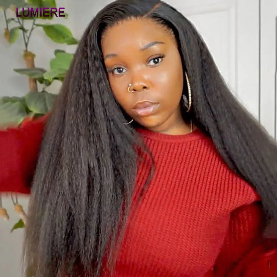 40" Kinky Straight Hair Bundles Virgin Human Hair Weave Bundles 1/3/4 PCS Brazilian Yaki Thick End