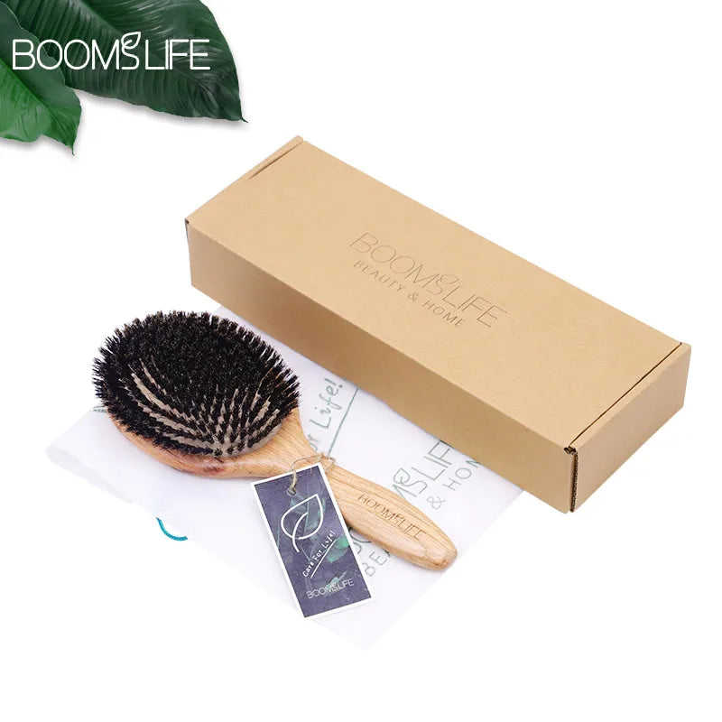 Boar Bristle HairBrush Wood