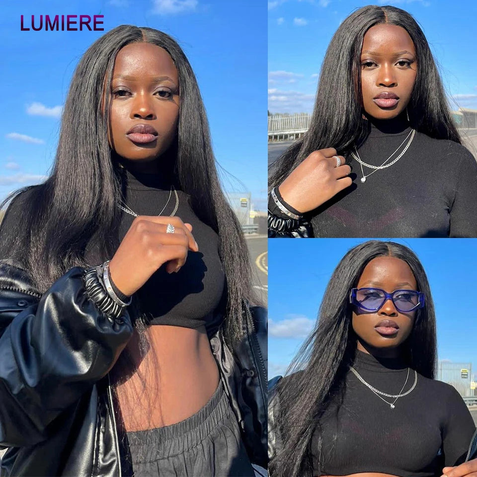 40" Kinky Straight Hair Bundles Virgin Human Hair Weave Bundles 1/3/4 PCS Brazilian Yaki Thick End