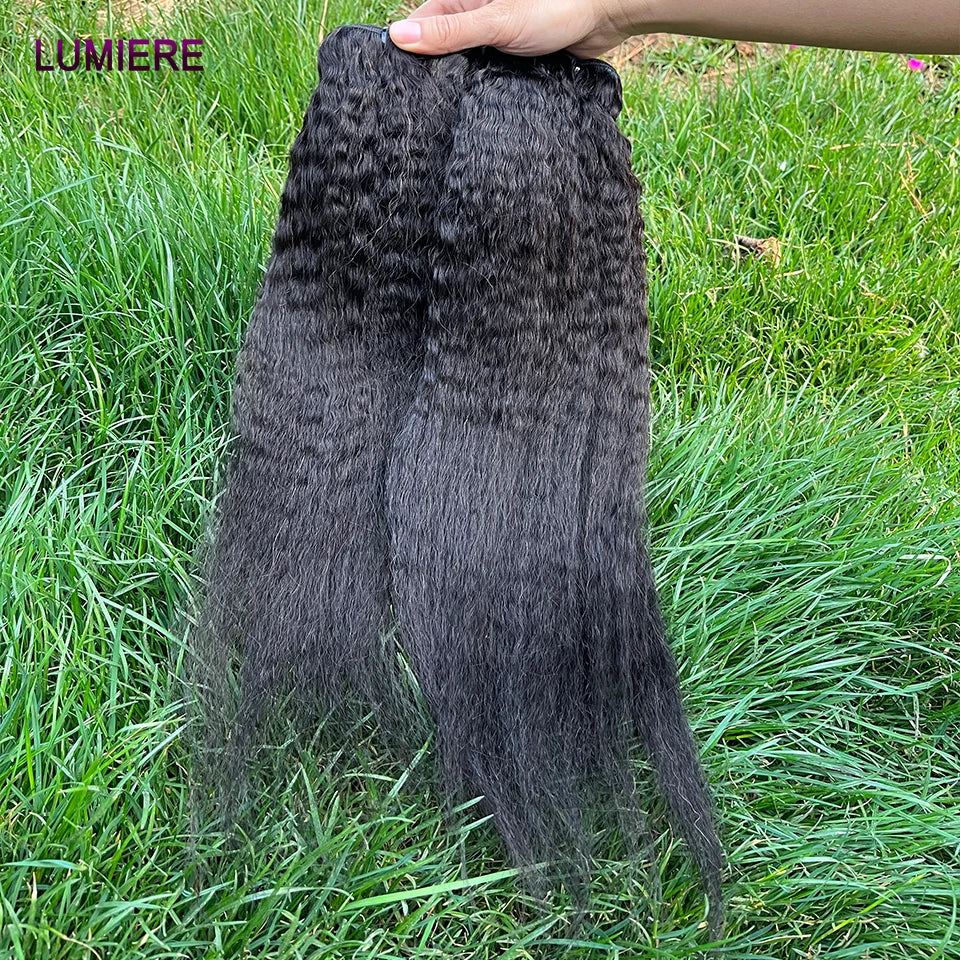 40" Kinky Straight Hair Bundles Virgin Human Hair Weave Bundles 1/3/4 PCS Brazilian Yaki Thick End