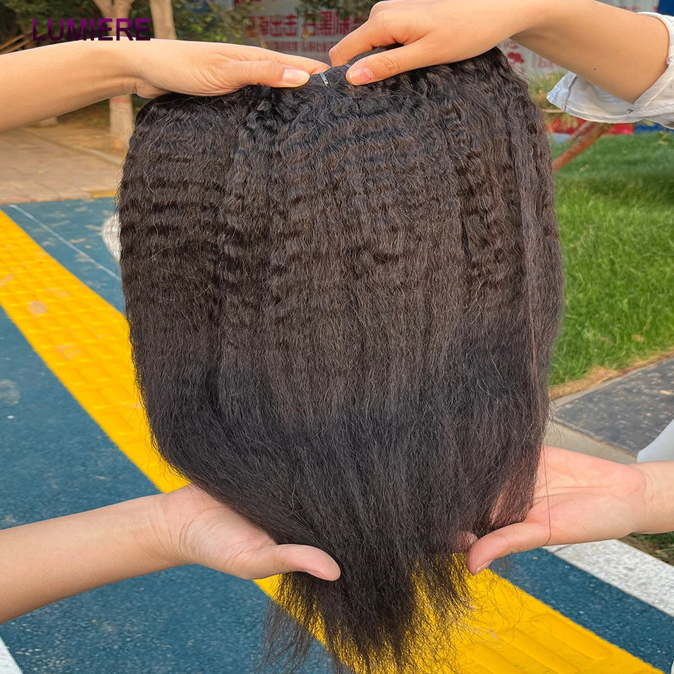 40" Kinky Straight Hair Bundles Virgin Human Hair Weave Bundles 1/3/4 PCS Brazilian Yaki Thick End