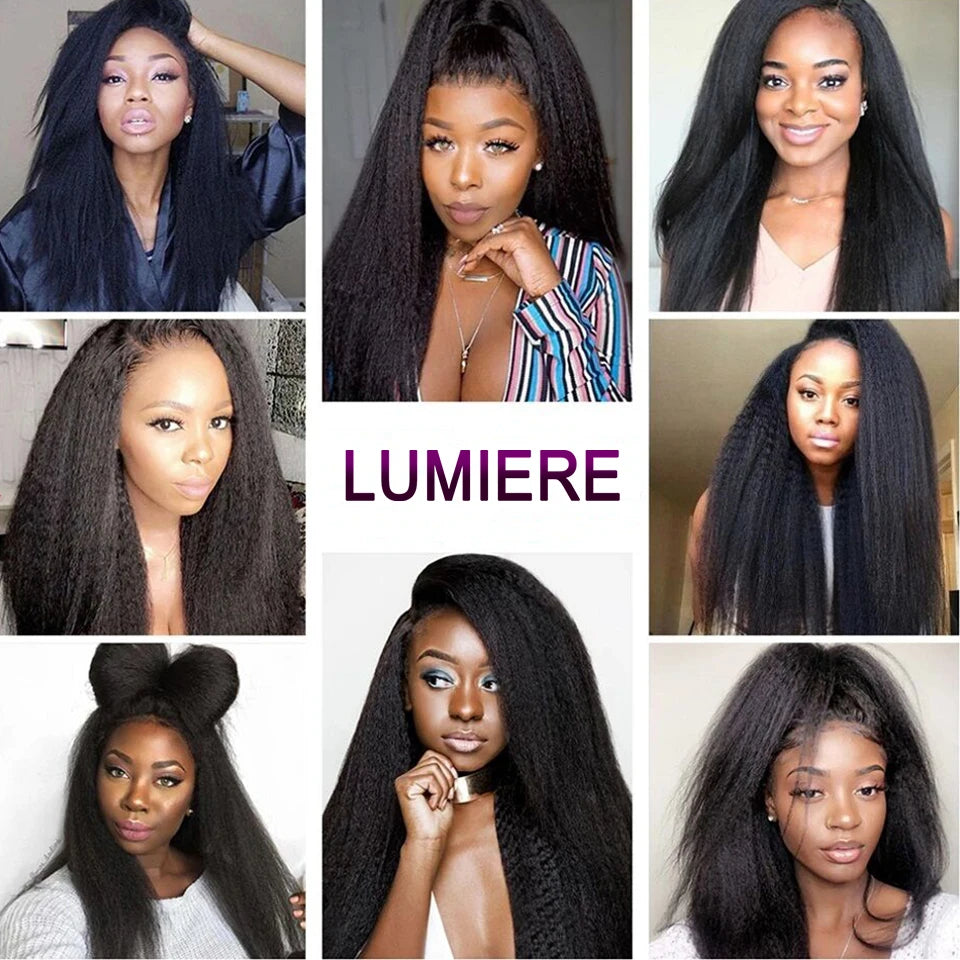 40" Kinky Straight Hair Bundles Virgin Human Hair Weave Bundles 1/3/4 PCS Brazilian Yaki Thick End