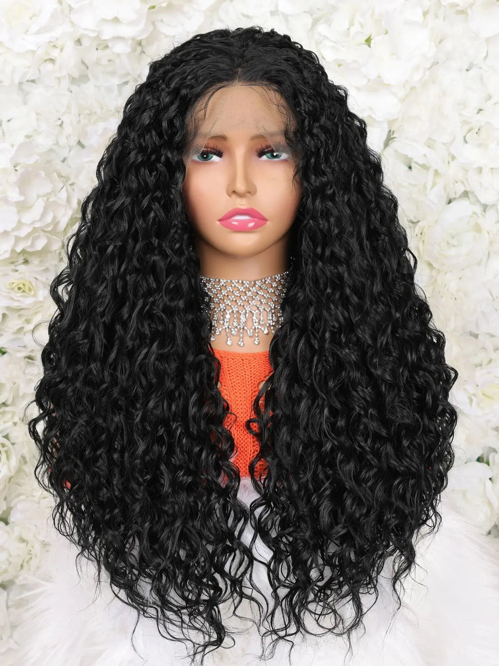 200% Density 13*4 Lace Front Synthetic Wig Long Afro Curly Wig For Women, Elegant Natural Looking For Daily Use