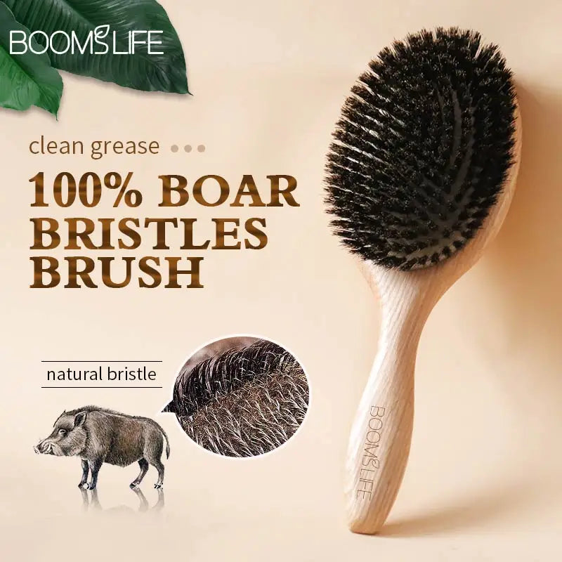 Boar Bristle HairBrush Wood