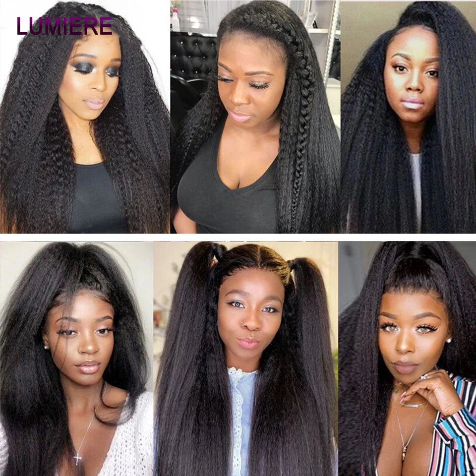 40" Kinky Straight Hair Bundles Virgin Human Hair Weave Bundles 1/3/4 PCS Brazilian Yaki Thick End