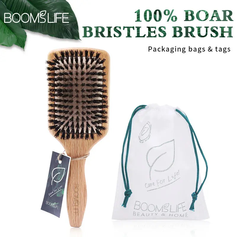 Boar Bristle HairBrush Wood