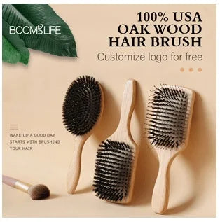Boar Bristle HairBrush Wood