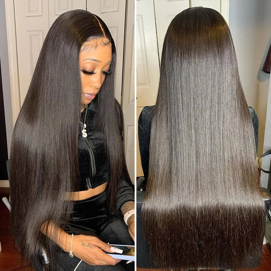 200% Straight Full Lace Human Hair Wig 18-40 Inch Transparent HD Lace 13x6 and 13x4 Lace Frontal Wigs plucked