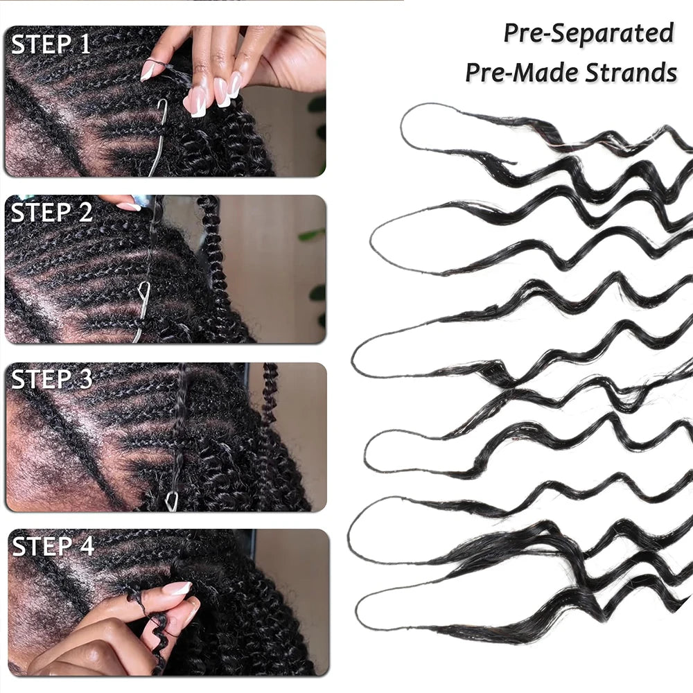 Kinky Curly Miracle Knots Human Crochet Human Hair For Braiding Boho Braids Pre-Separated Feather 100% Human Hair Extensions
