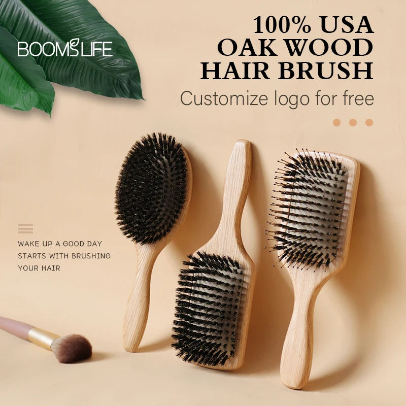Boar Bristle HairBrush Wood