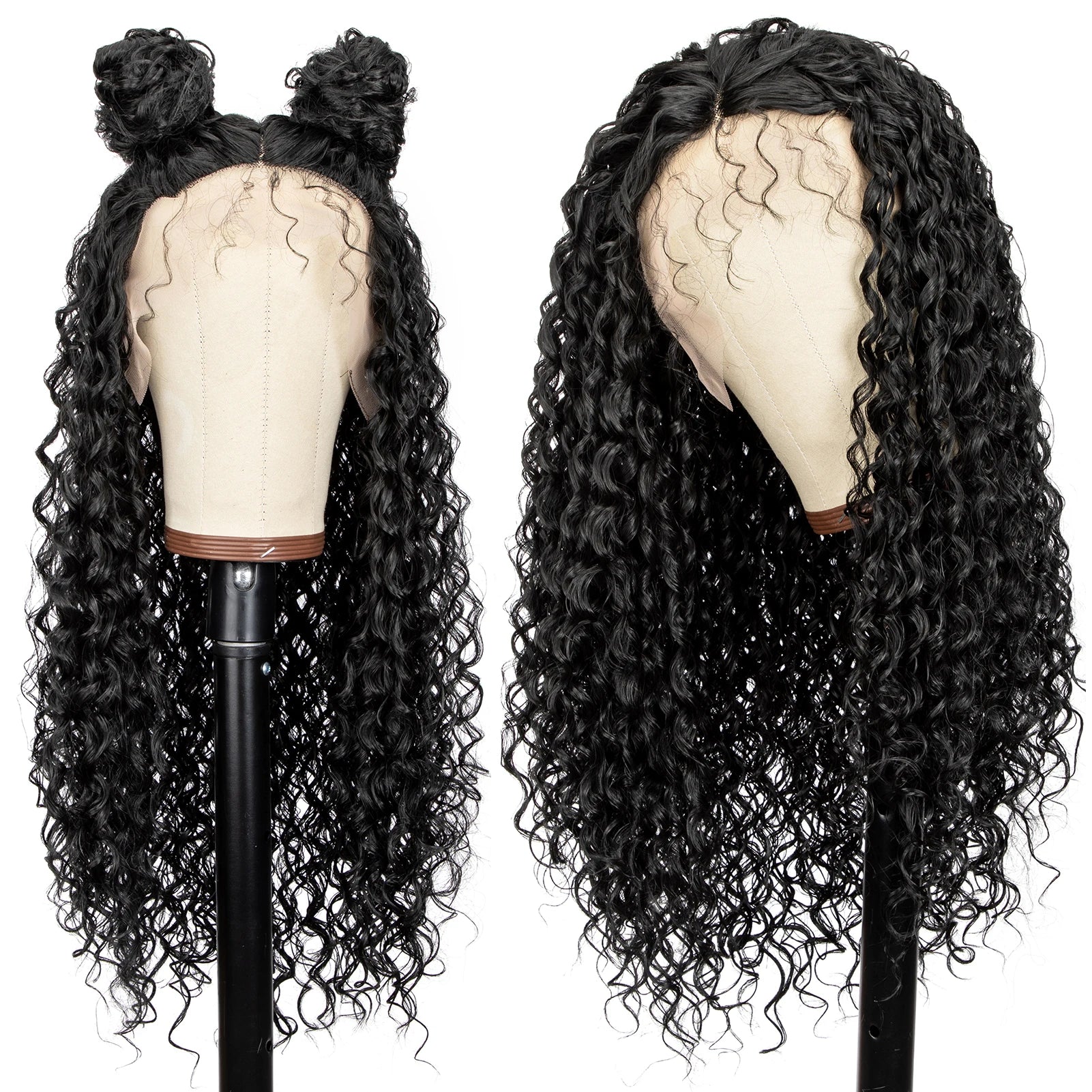 200% Density 13*4 Lace Front Synthetic Wig Long Afro Curly Wig For Women, Elegant Natural Looking For Daily Use