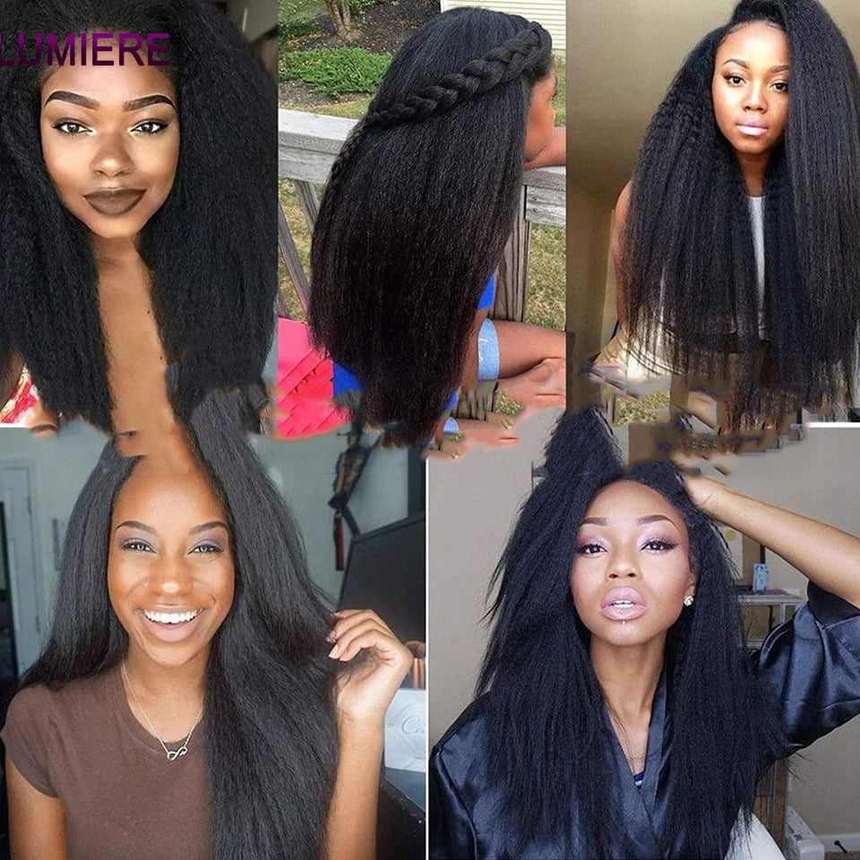 40" Kinky Straight Hair Bundles Virgin Human Hair Weave Bundles 1/3/4 PCS Brazilian Yaki Thick End
