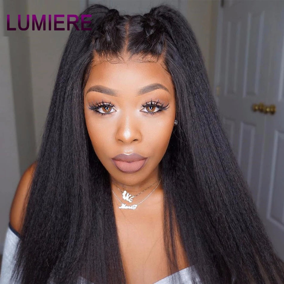 40" Kinky Straight Hair Bundles Virgin Human Hair Weave Bundles 1/3/4 PCS Brazilian Yaki Thick End