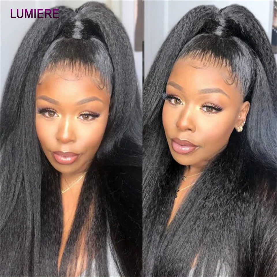 40" Kinky Straight Hair Bundles Virgin Human Hair Weave Bundles 1/3/4 PCS Brazilian Yaki Thick End