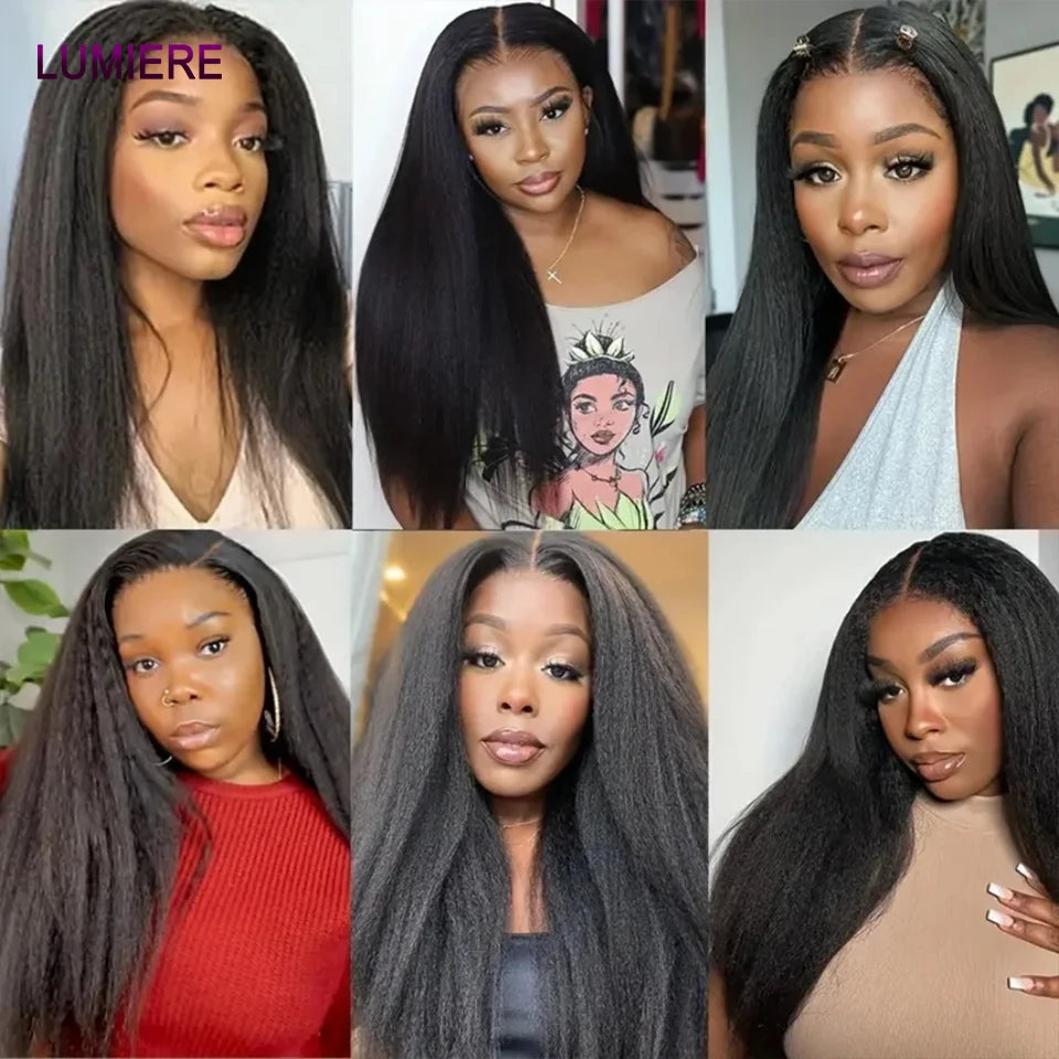 40" Kinky Straight Hair Bundles Virgin Human Hair Weave Bundles 1/3/4 PCS Brazilian Yaki Thick End