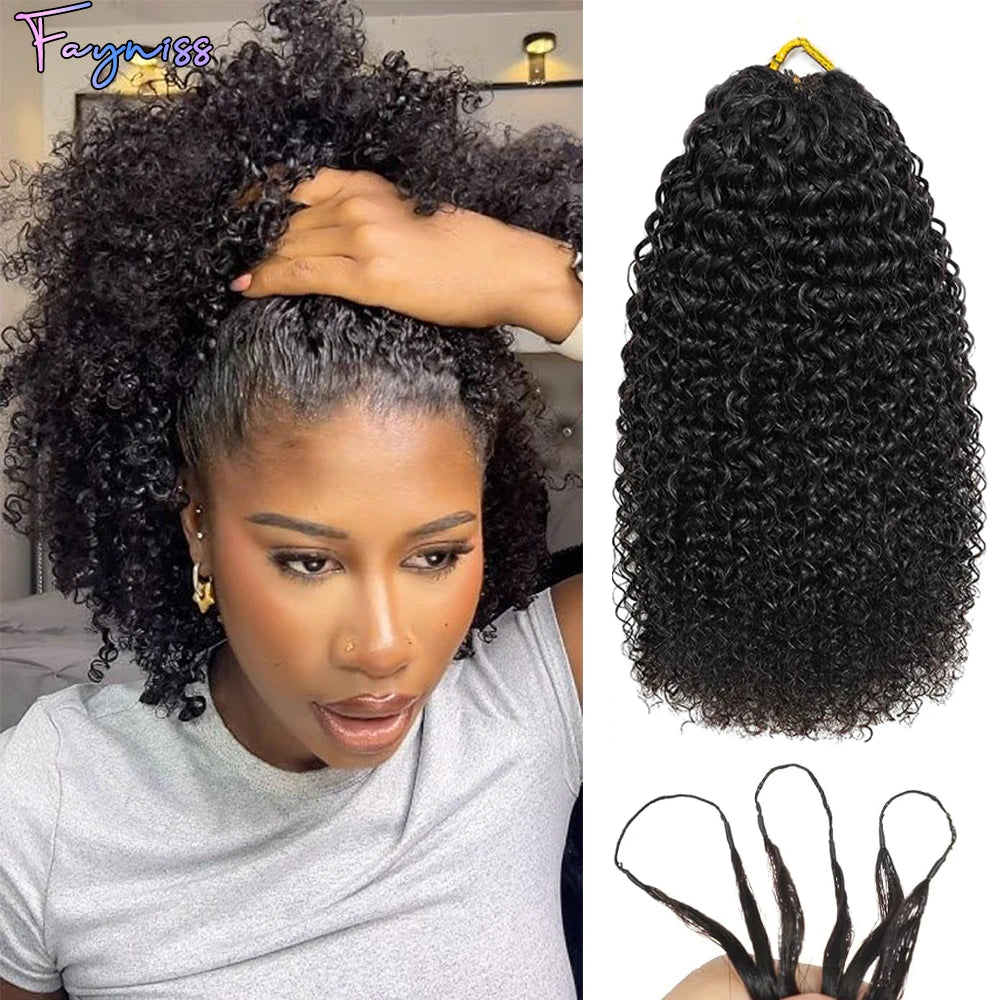 Kinky Curly Miracle Knots Human Crochet Human Hair For Braiding Boho Braids Pre-Separated Feather 100% Human Hair Extensions