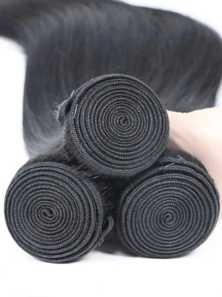16- 42 Inch Straight Human Hair Bundles Natural Brazilian Virgin Hair 1/3/4 Bundles Hair Extensions Double Weft Wet And Wavy