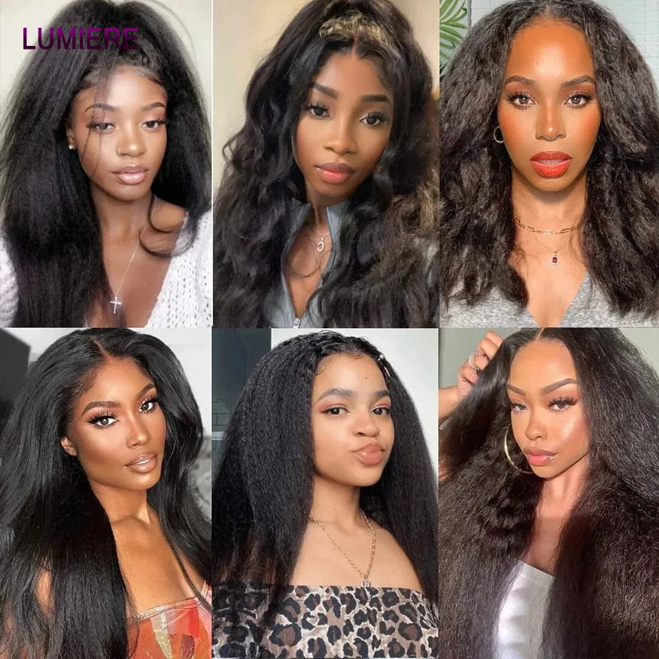 40" Kinky Straight Hair Bundles Virgin Human Hair Weave Bundles 1/3/4 PCS Brazilian Yaki Thick End