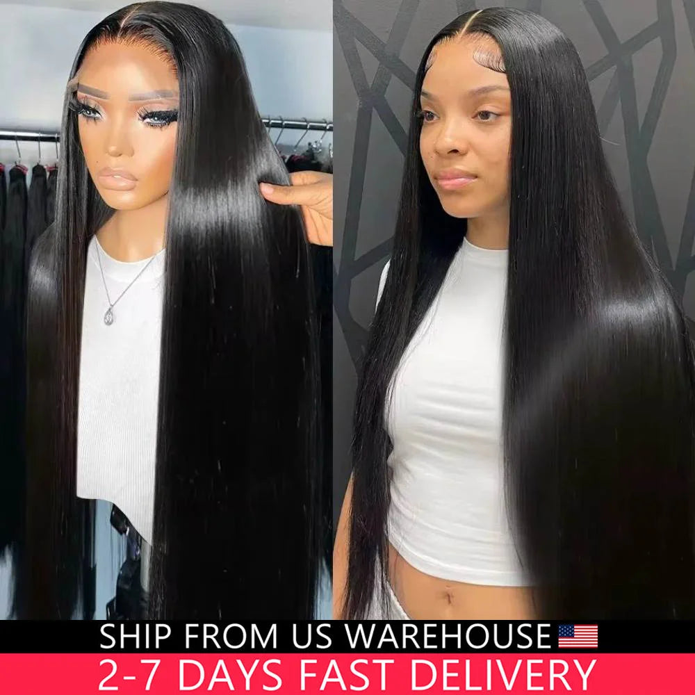 200% Straight Full Lace Human Hair Wig 18-40 Inch Transparent HD Lace 13x6 and 13x4 Lace Frontal Wigs plucked