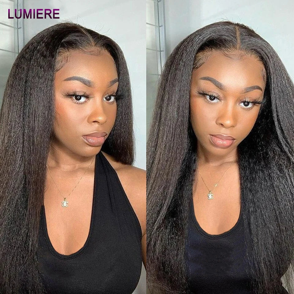 40" Kinky Straight Hair Bundles Virgin Human Hair Weave Bundles 1/3/4 PCS Brazilian Yaki Thick End