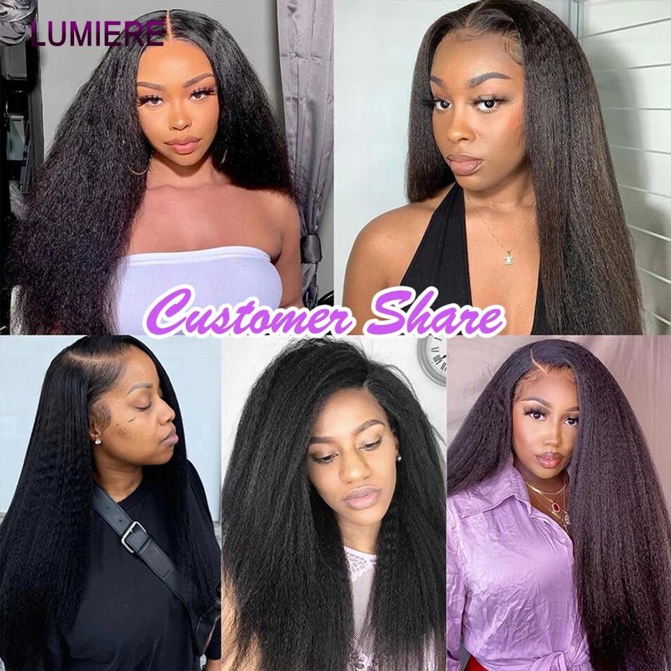 40" Kinky Straight Hair Bundles Virgin Human Hair Weave Bundles 1/3/4 PCS Brazilian Yaki Thick End