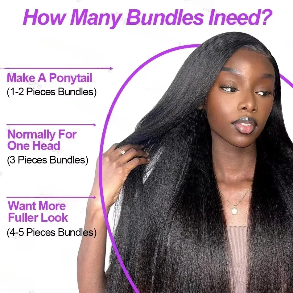 Kinky Straight Human Hair Bundles Peruvian Hair Weave Bundles Yaki Sew In Hair Extensions 3- 4 Bundles Virgin Hair Weft