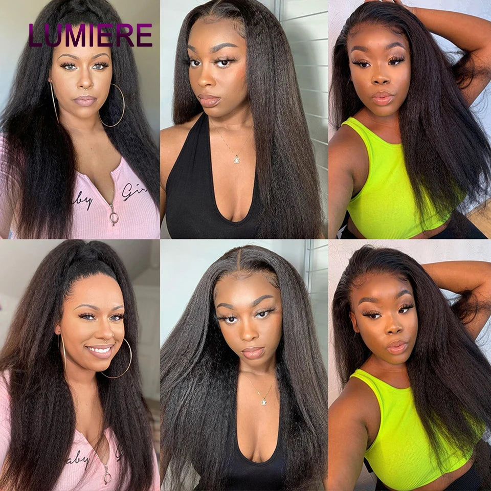 40" Kinky Straight Hair Bundles Virgin Human Hair Weave Bundles 1/3/4 PCS Brazilian Yaki Thick End