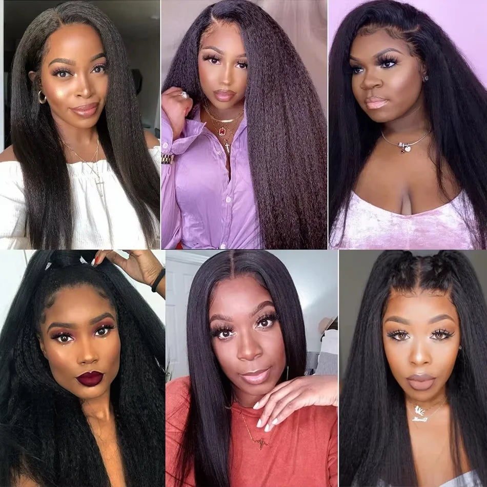Kinky Straight Human Hair Bundles Peruvian Hair Weave Bundles Yaki Sew In Hair Extensions 3- 4 Bundles Virgin Hair Weft