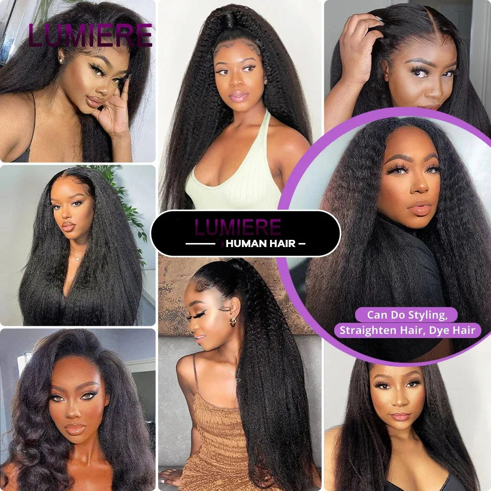 40" Kinky Straight Hair Bundles Virgin Human Hair Weave Bundles 1/3/4 PCS Brazilian Yaki Thick End