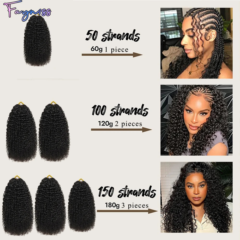 Kinky Curly Miracle Knots Human Crochet Human Hair For Braiding Boho Braids Pre-Separated Feather 100% Human Hair Extensions